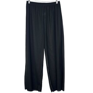 Sheer Black Polyester Spandex Blend Elastic Waist Swim Cover Pants Size Large